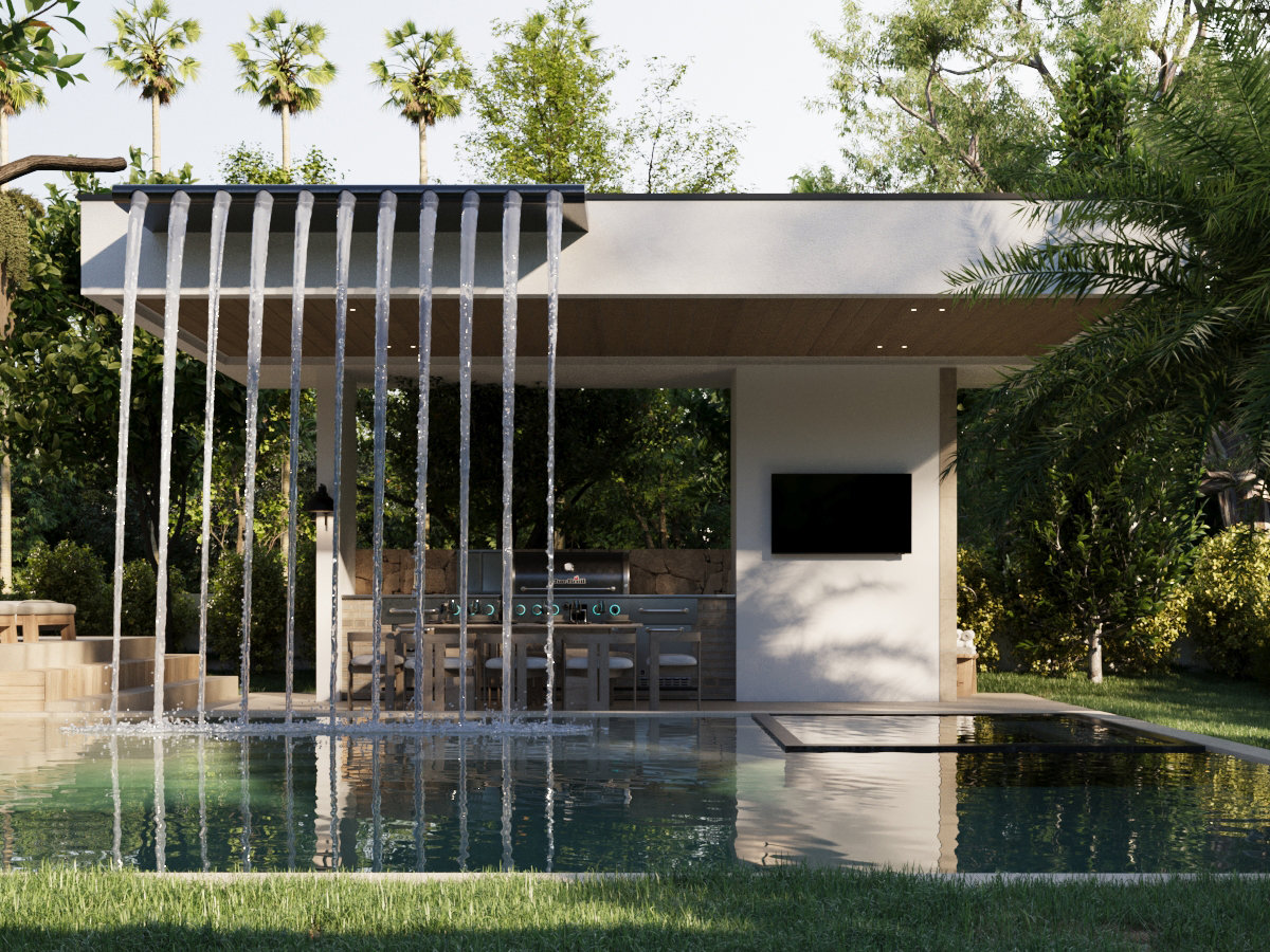 Casa Sera — Pool and pergola — rendering