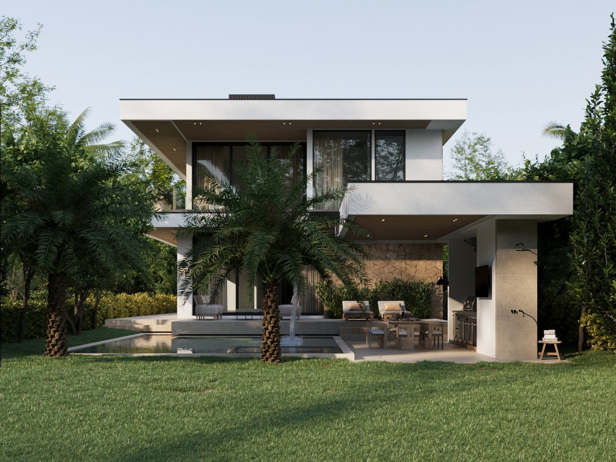 Casa Sera — Rear elevation — rendering