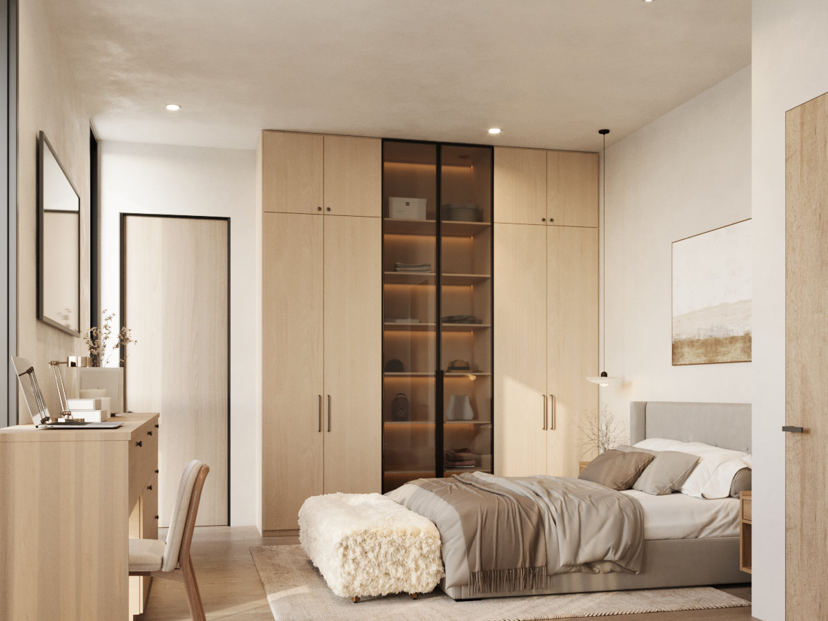 Casa Sera — Guest bedroom cabinetry — rendering