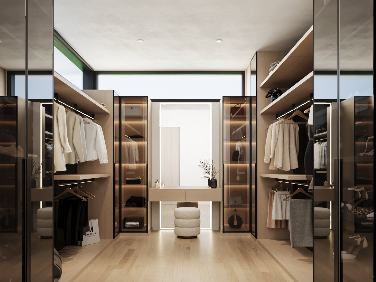 Casa Sera — Primary walk-in wardrobe — rendering