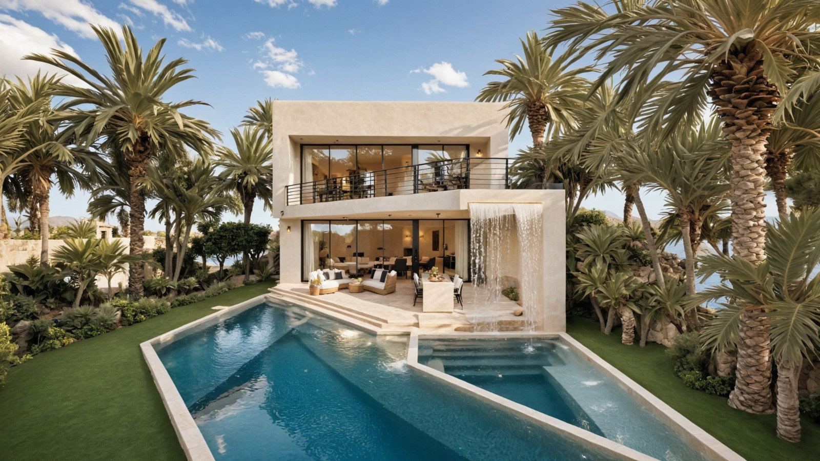 Villa Solana — Pool and rear elevation — rendering